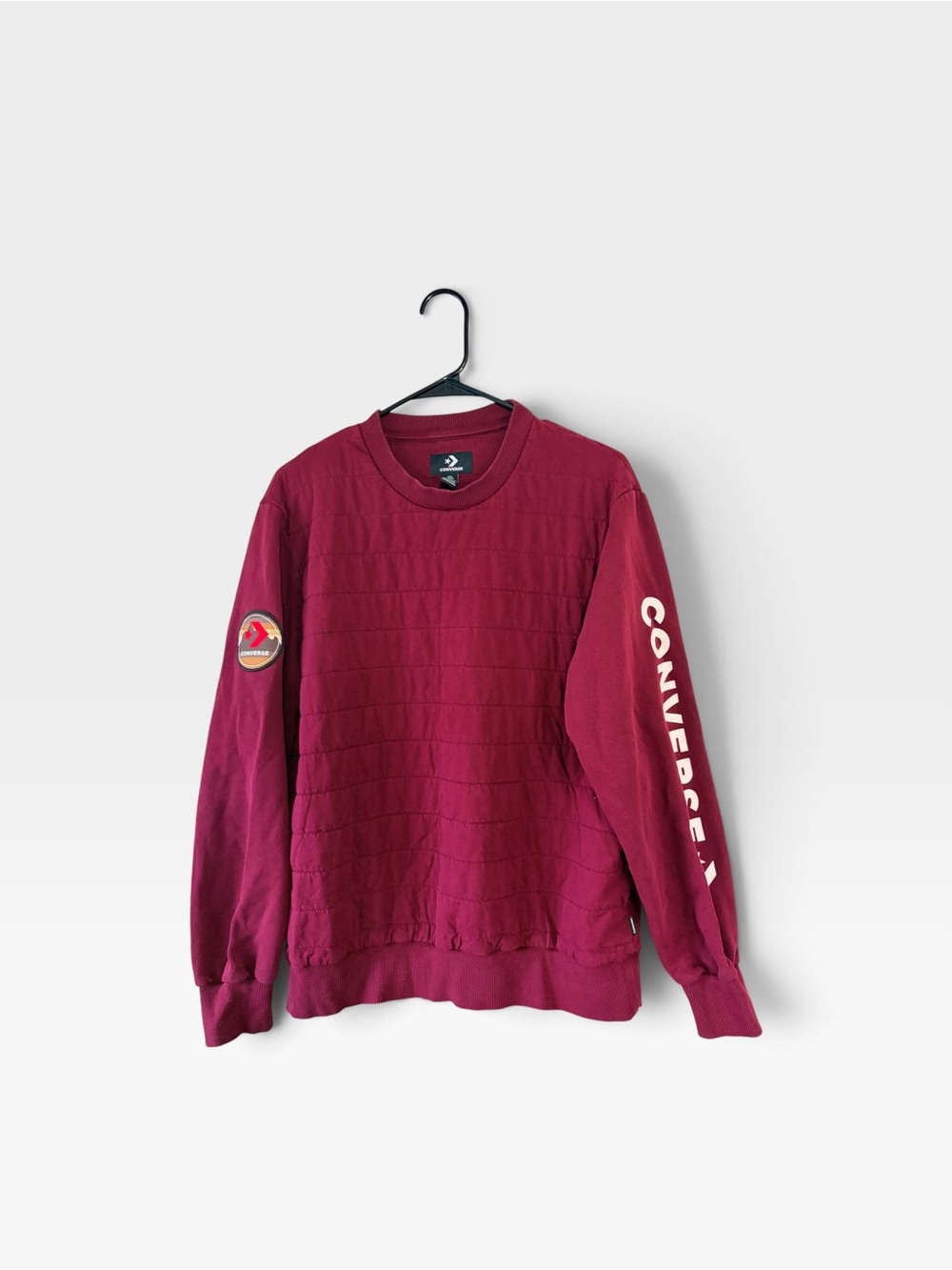 Converse Mixed-Media Quilted Crewneck Sweatshirt